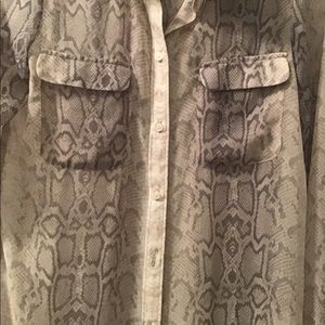 Snakeskin Sheer Button-down Blouse